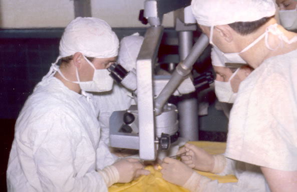 Microsurgery on actual patients was preceded by extensive research. Used with the permission of the Bernard OBrien Institute of Microsurgery.