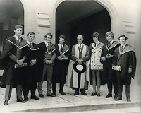 Dental graduates and Professor Henry Atkinson, Dean (with hat), c.1970 - courtesy H.F. Atkinson Dental Museum.